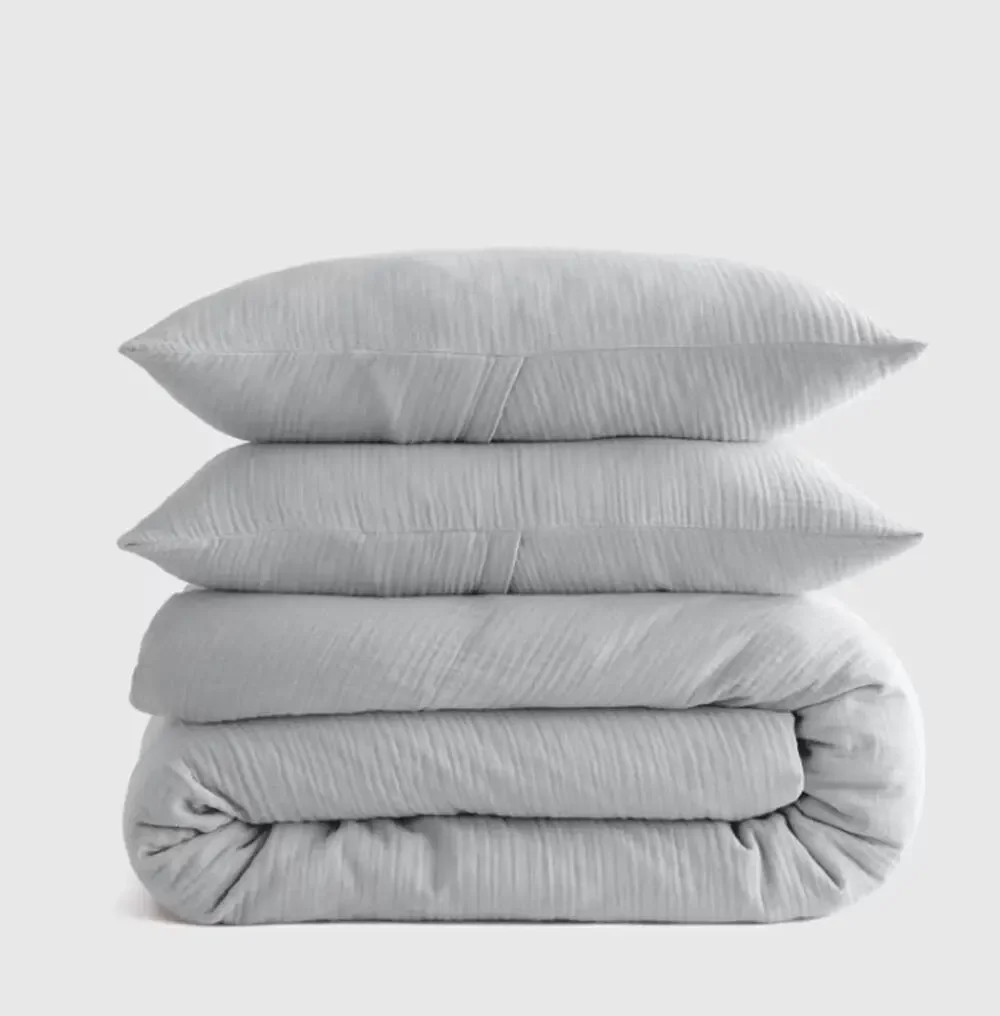 Quince TWIN Cotton Airy Gauze Duvet Cover + Shams MIST 100% Organic NEW